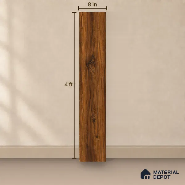 HDF Stretto Walnut Laminate Wood Floor 48 x 8 inch - 8 mm | LF 00321 F | 20 Years Warranty AC4 Grade | 12 Hours+ Water Resistance | DIY Uniclic Installation | Suitable For Living Room, Bedroom & Office | 10 Plank Variations