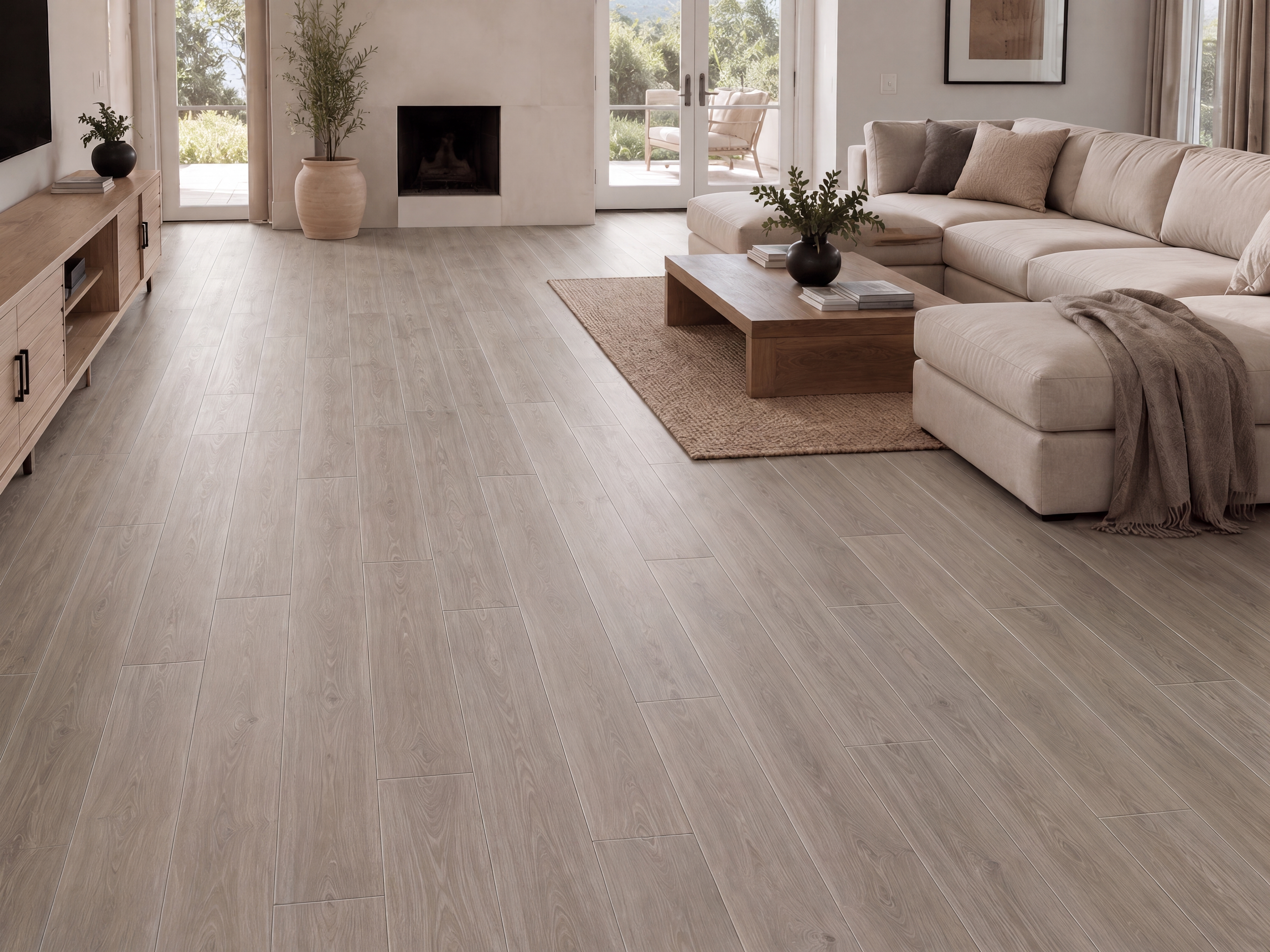 HDF Ivory Oak Laminate Wood Floor 48 x 8 inch - 8 mm | LF 00322 B | 20 Years Warranty AC4 Grade | 12 Hours+ Water Resistance | DIY Uniclic Installation | Suitable For Living Room, Bedroom & Office | 10 Plank Variations