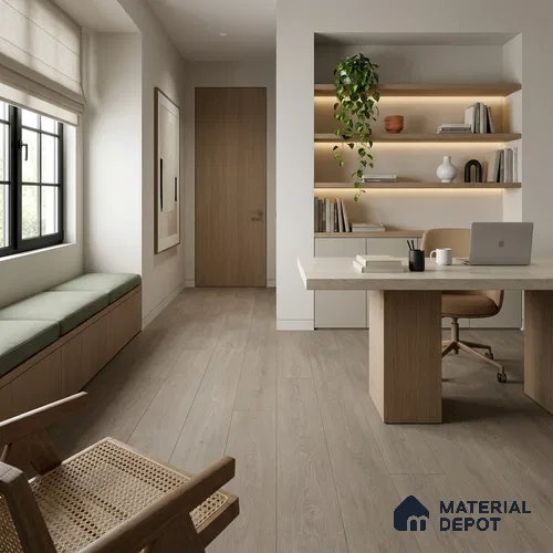 HDF Ivory Oak Laminate Wood Floor 48 x 8 inch - 8 mm | LF 00322 B | 20 Years Warranty AC4 Grade | 12 Hours+ Water Resistance | DIY Uniclic Installation | Suitable For Living Room, Bedroom & Office | 10 Plank Variations