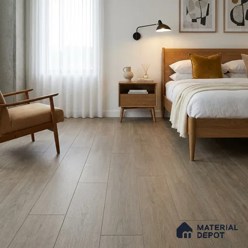 HDF Ivory Oak Laminate Wood Floor 48 x 8 inch - 8 mm | LF 00322 B | 20 Years Warranty AC4 Grade | 12 Hours+ Water Resistance | DIY Uniclic Installation | Suitable For Living Room, Bedroom & Office | 10 Plank Variations