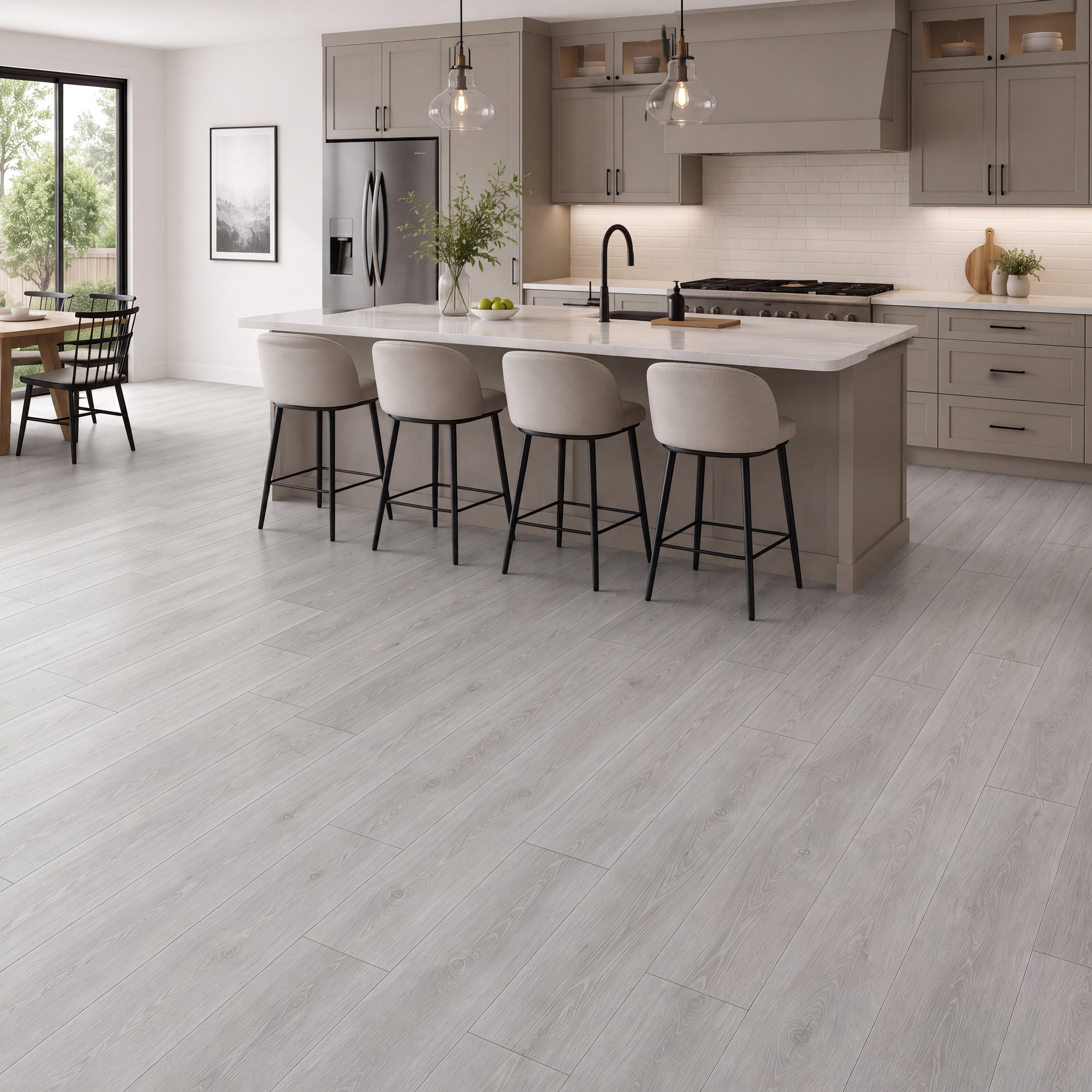 HDF Burlington Oak Laminate Wood Floor 48 x 8 inch - 8 mm | LF 00322 E | 20 Years Warranty AC4 Grade | 12 Hours+ Water Resistance | DIY Uniclic Installation | Suitable For Living Room, Bedroom & Office | 10 Plank Variations