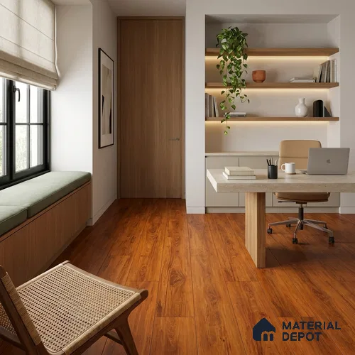 HDF Stripped Rosewood Laminate Wood Floor 48 x 8 inch - 8 mm | LF 00322 | 20 Years Warranty AC4 Grade | 12 Hours+ Water Resistance | DIY Uniclic Installation | Suitable For Living Room, Bedroom & Office | 10 Plank Variations