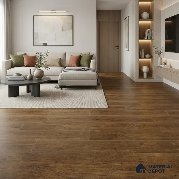 HDF Cocoa Essence Laminate Wood Floor 48 x 9 inch - 8 mm | LF 00324 D | 20 Years Warranty AC4 Grade | 12 Hours+ Water Resistance | DIY Uniclic Installation | Suitable For Living Room, Bedroom & Office | 10 Plank Variations