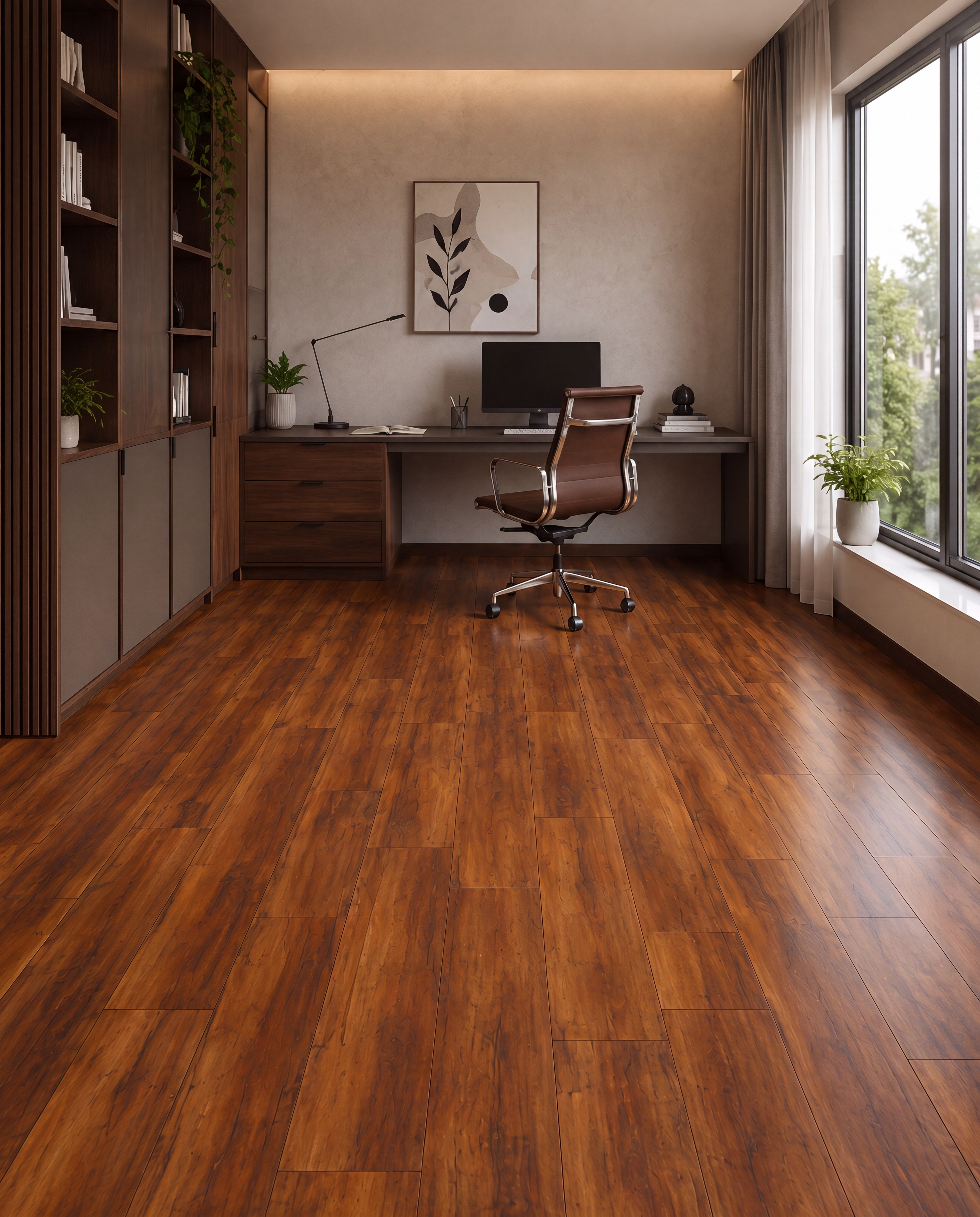 HDF Real Groove Embossed Laminate Wood Floor AC5 Grade LF 00329 F Robust Crimson 48 x 8 inch (1216x197 mm) - 8 mm | Aqua Protect 12 Hours Water Resistance | Anti Static and Stain Resistant | 0.5 mm V Groove | Real Wood Touch Surface | Uniclic Installation | 14 Plank Variations | 20 Years Warranty | EIR Surface
