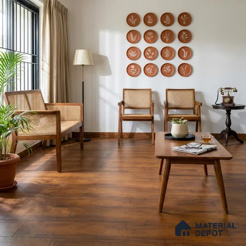 HDF Crimson Laminate Wood Floor 48 x 8 inch - 8 mm | LF 00329 F | 20 Years Warranty AC5 Grade | 12 Hours+ Water Resistance | DIY Uniclic Installation | Suitable For Living Room, Bedroom & Office | 14 Plank Variations