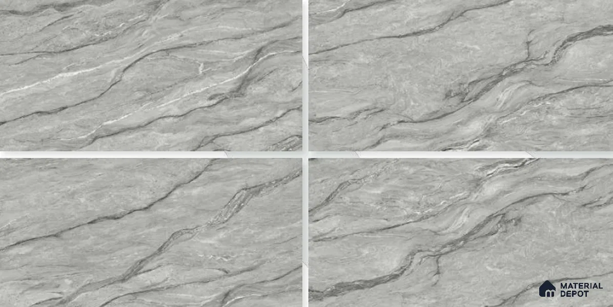 TL 02203 1 Demon Grey 4 ft x 2 ft Glossy Finish Vitrified Tile - 9 mm (Random 5)
