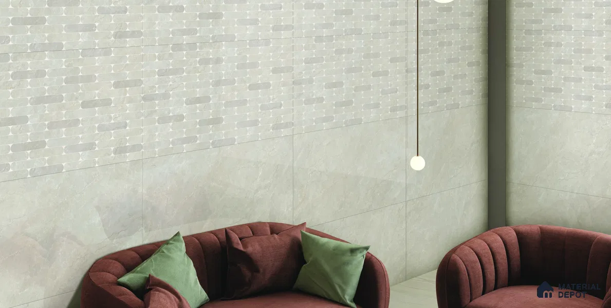 Patterned Wall Tile TL 12311 B Ivory Mist Decor 4 ft x 2 ft Royal Velvet Finish Vitrified Tile - 9 mm | 1 Random Design