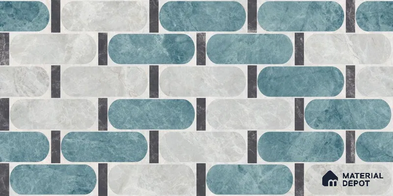 Patterned Wall Tile TL 12305 B Diangelo Teal Decor Endless 4 ft x 2 ft Glossy Carving Finish Vitrified Tile - 9 mm | 2 Random Design