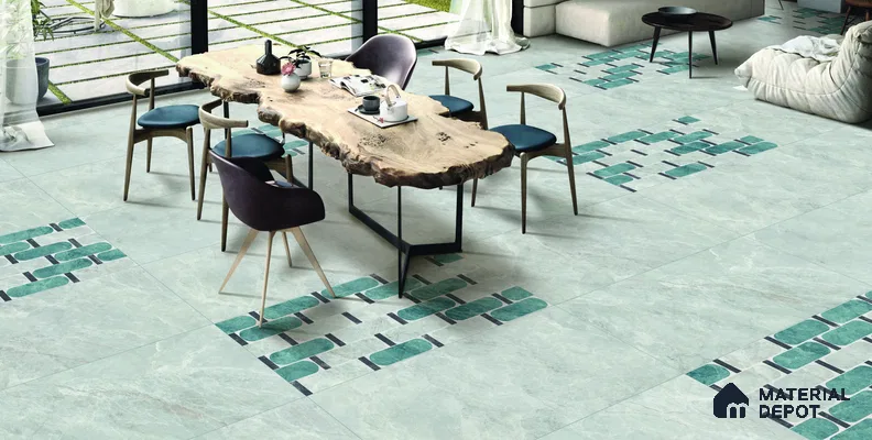 Patterned Wall Tile TL 12305 B Diangelo Teal Decor Endless 4 ft x 2 ft Glossy Carving Finish Vitrified Tile - 9 mm | 2 Random Design