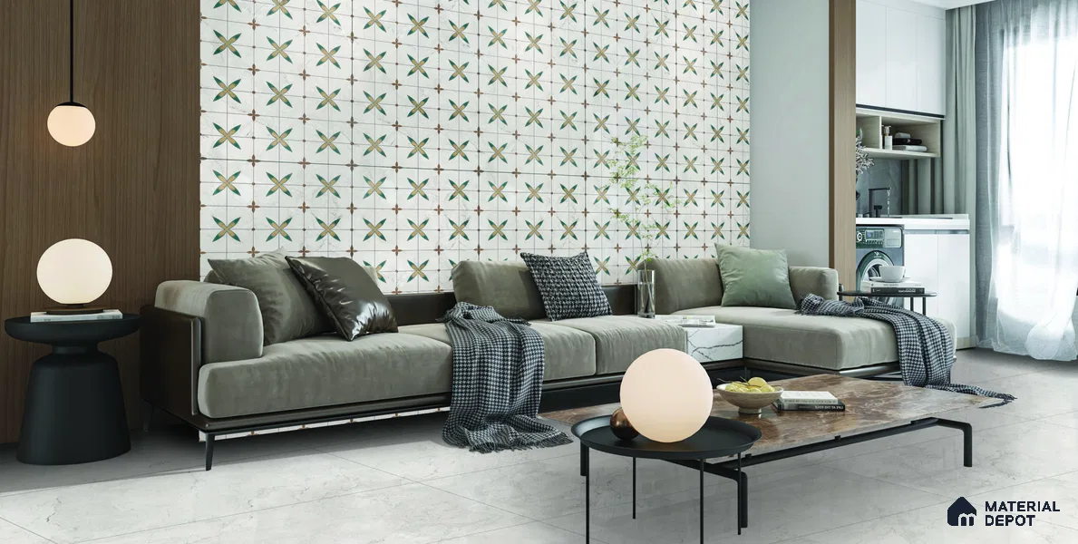 Patterned Wall Tile TL 12309 B Citroen Bolgheri Decor Endless 4 ft x 2 ft Royal Velvet Finish Vitrified Tile - 9 mm | 1 Random Design