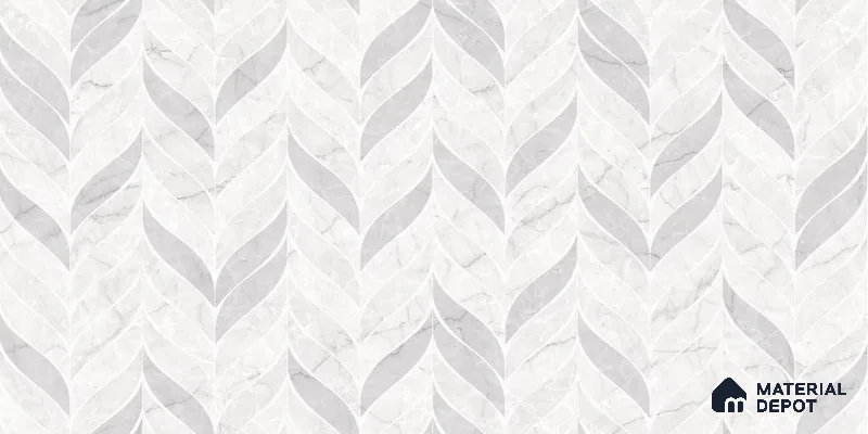 Patterned Wall Tile TL 12303 B Ather White Decor Endless 4 ft x 2 ft Glossy Carving Finish Vitrified Tile - 9 mm | 1 Random Design