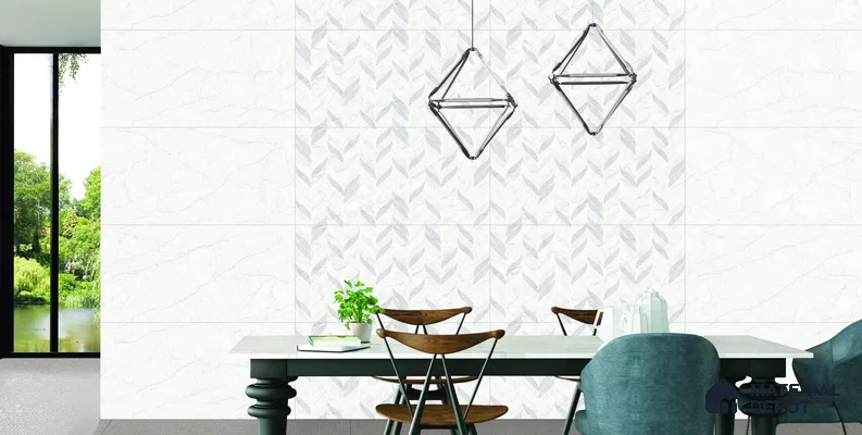 Patterned Wall Tile TL 12303 B Ather White Decor Endless 4 ft x 2 ft Glossy Carving Finish Vitrified Tile - 9 mm | 1 Random Design