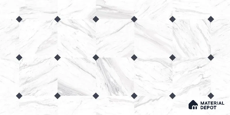 Patterned Floor & Wall Tile TL 12307 B Taj Marble WT Endless 4 ft x 2 ft Glossy Carving Finish Vitrified Tile - 9 mm | 3 Random Design