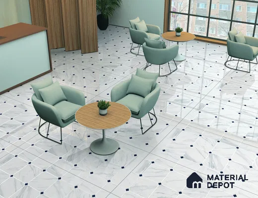 Patterned Floor & Wall Tile TL 12307 B Taj Marble WT Endless 4 ft x 2 ft Glossy Carving Finish Vitrified Tile - 9 mm | 3 Random Design