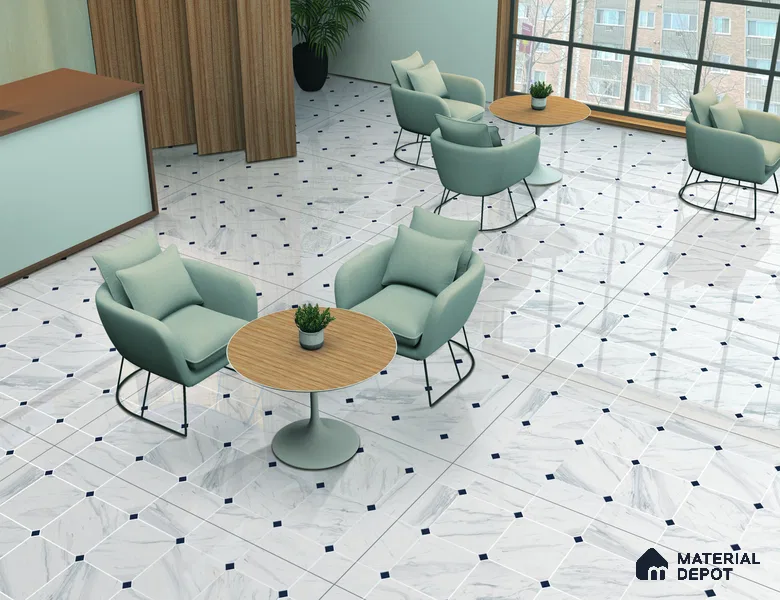 Patterned Floor & Wall Tile TL 12307 B Taj Marble WT Endless 4 ft x 2 ft Glossy Carving Finish Vitrified Tile - 9 mm | 3 Random Design