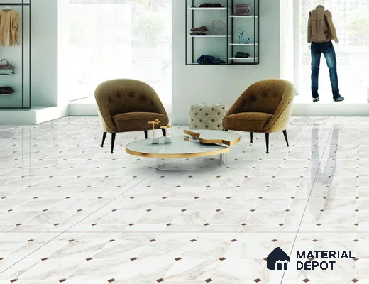 Patterned Floor & Wall Tile TL 12307 Taj Marble CR Endless 4 ft x 2 ft Glossy Carving Finish Vitrified Tile - 9 mm | 3 Random Design