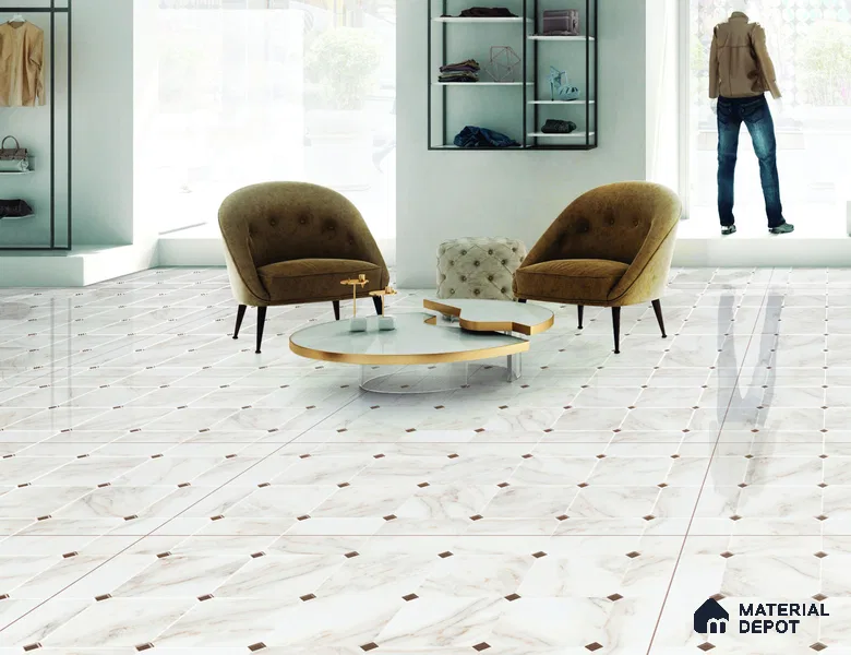 Patterned Floor & Wall Tile TL 12307 Taj Marble CR Endless 4 ft x 2 ft Glossy Carving Finish Vitrified Tile - 9 mm | 3 Random Design
