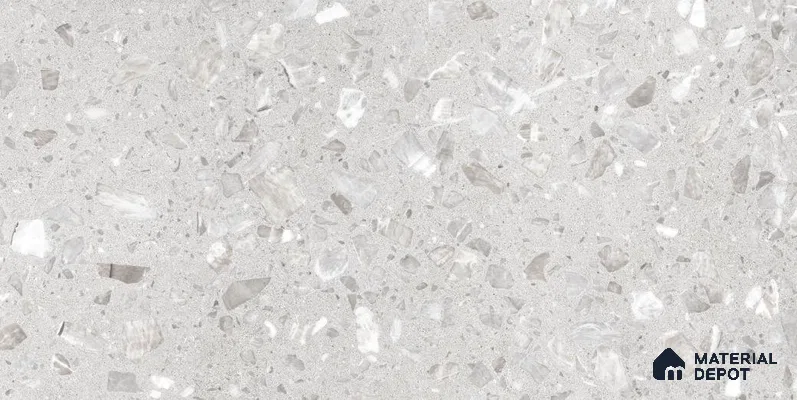 Terrazzo Floor Tile TL 12320 Terrazzo Salt Dark Grey 4 ft x 2 ft Timestone Finish Vitrified Tile - 9 mm | 4 Random Design
