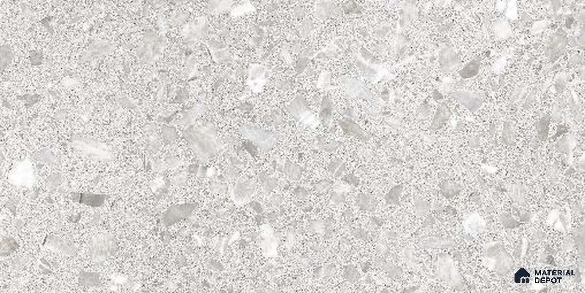 Terrazzo Floor Tile TL 12320 Terrazzo Salt Dark Grey 4 ft x 2 ft Timestone Finish Vitrified Tile - 9 mm | 4 Random Design