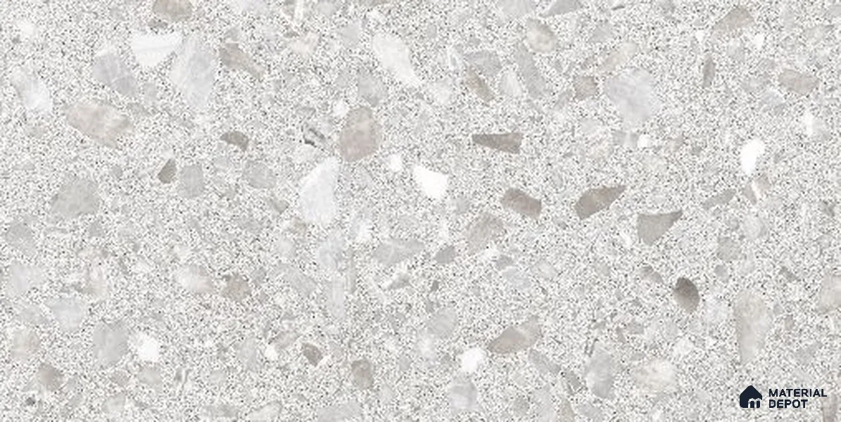 Terrazzo Floor Tile TL 12320 Terrazzo Salt Dark Grey 4 ft x 2 ft Timestone Finish Vitrified Tile - 9 mm | 4 Random Design