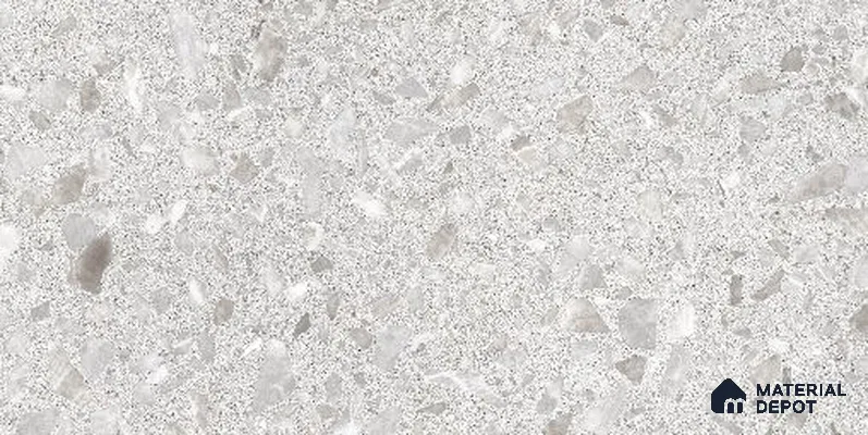 Terrazzo Floor Tile TL 12320 Terrazzo Salt Dark Grey 4 ft x 2 ft Timestone Finish Vitrified Tile - 9 mm | 4 Random Design