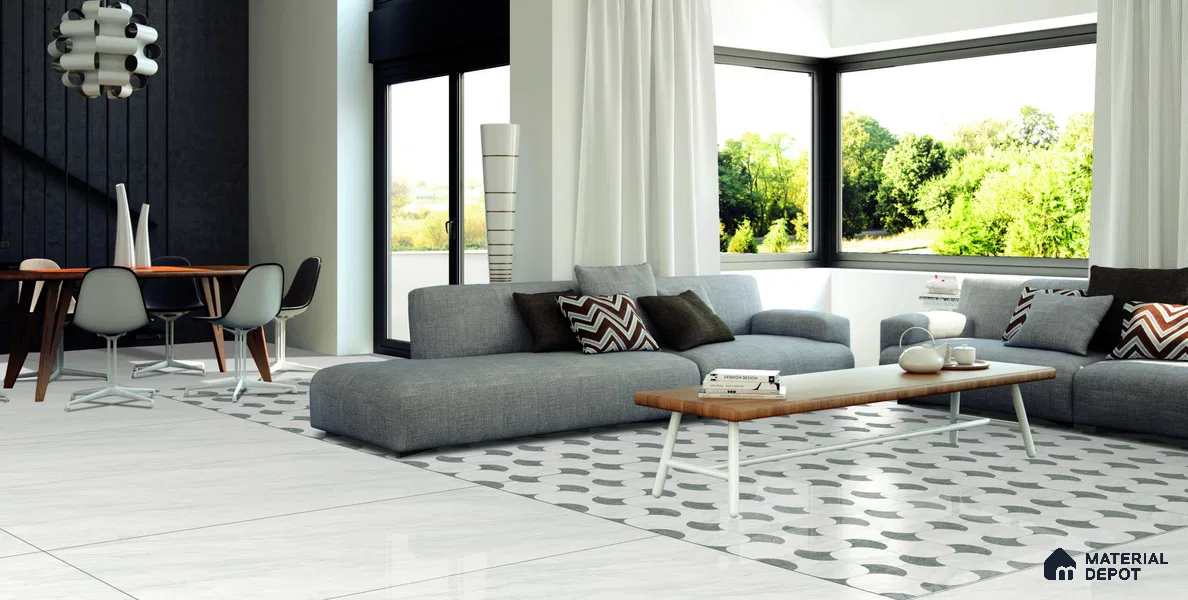 Marble Floor & Wall Tile TL 12315 Venato Calacatta 4 ft x 2 ft Velvet Finish Vitrified Tile - 9 mm | 4 Random Design