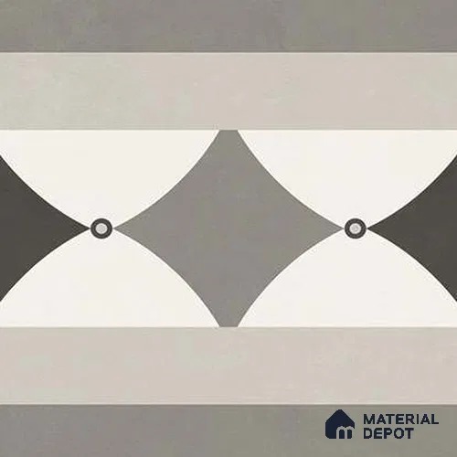 Moroccan  Tile TL 13451 C Vivid Graphite Border 200x200 mm Matte Finish Vitrified Tile - 8.5 mm | 