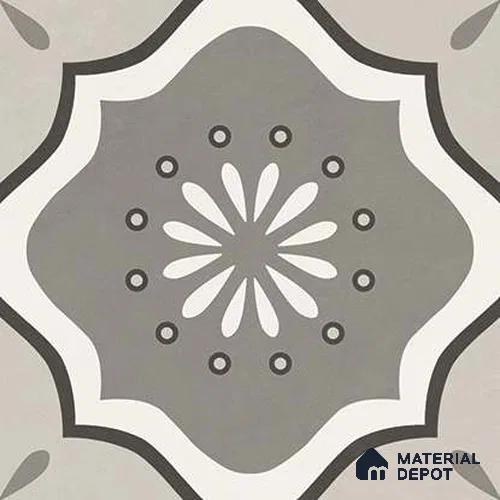 Moroccan  Tile TL 13451 D Vivid Graphite Center 200x200 mm Matte Finish Vitrified Tile - 8.5 mm | 