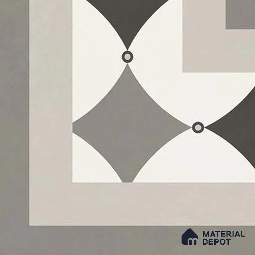 Moroccan  Tile TL 13451 E Vivid Graphite Corner 200x200 mm Matte Finish Vitrified Tile - 8.5 mm | 