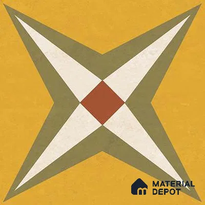 Moroccan  Tile TL 13447 B Suzani Olive Center 1 200x200 mm Matte Finish Vitrified Tile - 8.5 mm