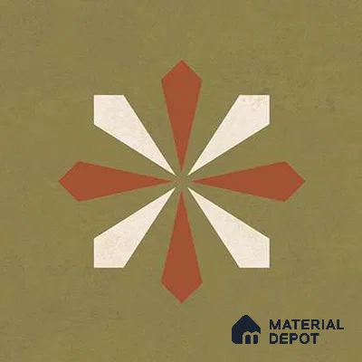 Moroccan  Tile TL 13447 C Suzani Olive Center 2 200x200 mm Matte Finish Vitrified Tile - 8.5 mm