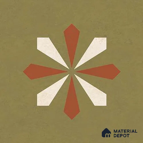 Moroccan  Tile TL 13447 C Suzani Olive Center 2 200x200 mm Matte Finish Vitrified Tile - 8.5 mm