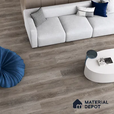 Weathered Grey-Beige Matte Finish 4 ft x 7 inch - 5 mm SPC Flooring | SP 00133 | 15-Year Warranty Click-Lock DIY Installation | Suitable For Kitchen, Living Room & Bedroom
