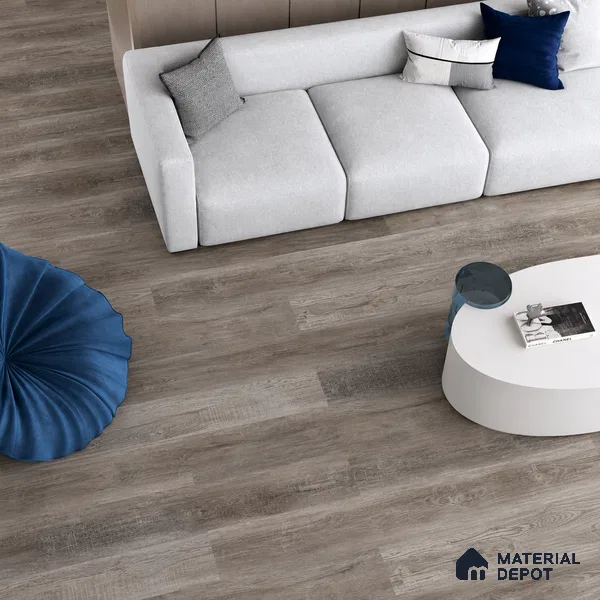 Weathered Grey-Beige Matte Finish 4 ft x 7 inch - 5 mm SPC Flooring | SP 00133 | 15-Year Warranty Click-Lock DIY Installation | Suitable For Kitchen, Living Room & Bedroom