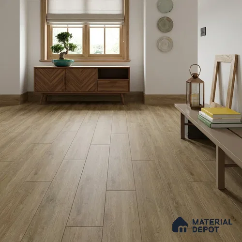 Warm Taupe Matte Finish 4 ft x 7 inch - 5 mm SPC Flooring | SP 00103 | 15-Year Warranty Click-Lock DIY Installation | Suitable For Kitchen, Living Room & Bedroom