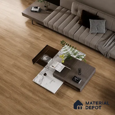 Golden Honey Brown Matte Finish 4 ft x 7 inch - 5 mm SPC Flooring | SP 00131 | 15-Year Warranty Click-Lock DIY Installation | Suitable For Kitchen, Living Room & Bedroom