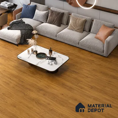 Golden Honey Brown Matte Finish 4 ft x 7 inch - 5 mm SPC Flooring | SP 00138 | 15-Year Warranty Click-Lock DIY Installation | Suitable For Kitchen, Living Room & Bedroom