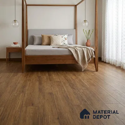 Golden Honey Brown Matte Finish 4 ft x 7 inch - 5 mm SPC Flooring | SP 00138 | 15-Year Warranty Click-Lock DIY Installation | Suitable For Kitchen, Living Room & Bedroom