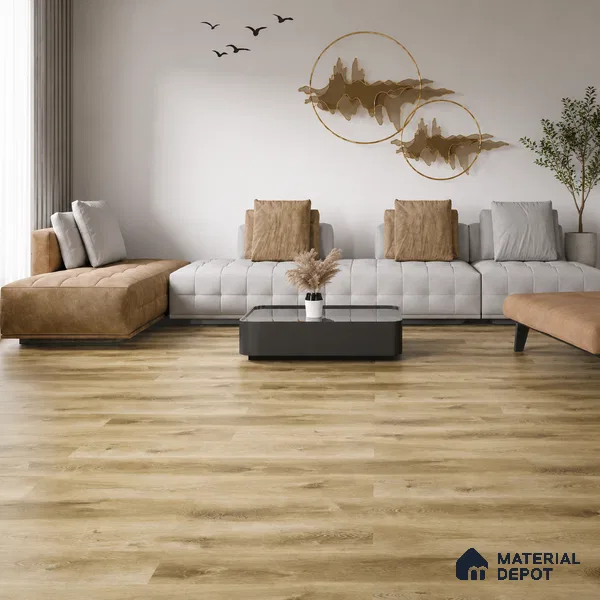Warm Beige Oak Matte Finish 4 ft x 7 inch - 5 mm SPC Flooring | SP 00132 | 15-Year Warranty Click-Lock DIY Installation | Suitable For Kitchen, Living Room & Bedroom