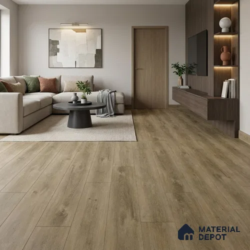 Warm Beige Oak Matte Finish 4 ft x 7 inch - 5 mm SPC Flooring | SP 00132 | 15-Year Warranty Click-Lock DIY Installation | Suitable For Kitchen, Living Room & Bedroom