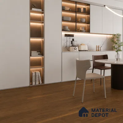 Medium Umber Brown Matte Finish 4 ft x 7 inch - 5 mm SPC Flooring | SP 00130 | 15-Year Warranty Click-Lock DIY Installation | Suitable For Kitchen, Living Room & Bedroom