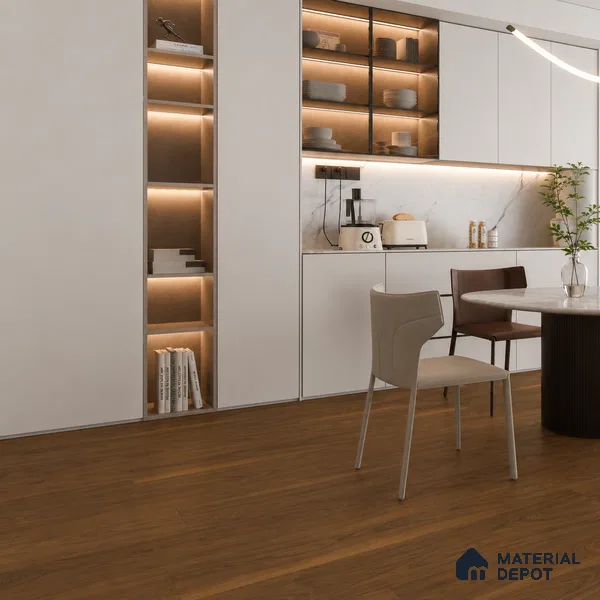 Medium Umber Brown Matte Finish 4 ft x 7 inch - 5 mm SPC Flooring | SP 00130 | 15-Year Warranty Click-Lock DIY Installation | Suitable For Kitchen, Living Room & Bedroom