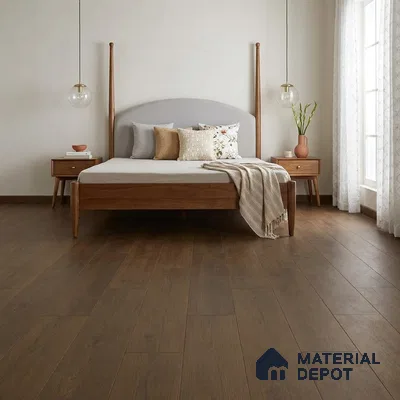 Medium Umber Brown Matte Finish 4 ft x 7 inch - 5 mm SPC Flooring | SP 00130 | 15-Year Warranty Click-Lock DIY Installation | Suitable For Kitchen, Living Room & Bedroom
