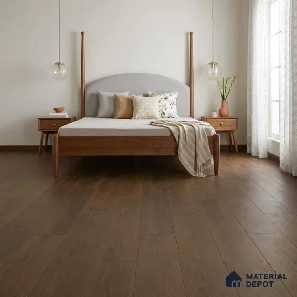 Medium Umber Brown Matte Finish 4 ft x 7 inch - 5 mm SPC Flooring | SP 00130 | 15-Year Warranty Click-Lock DIY Installation | Suitable For Kitchen, Living Room & Bedroom
