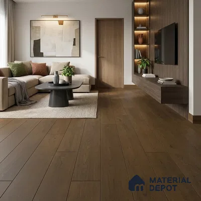 Medium Umber Brown Matte Finish 4 ft x 7 inch - 5 mm SPC Flooring | SP 00130 | 15-Year Warranty Click-Lock DIY Installation | Suitable For Kitchen, Living Room & Bedroom