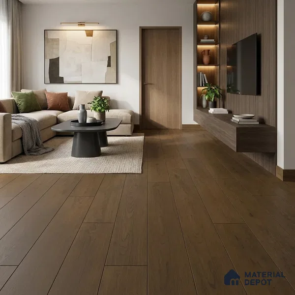 Medium Umber Brown Matte Finish 4 ft x 7 inch - 5 mm SPC Flooring | SP 00130 | 15-Year Warranty Click-Lock DIY Installation | Suitable For Kitchen, Living Room & Bedroom