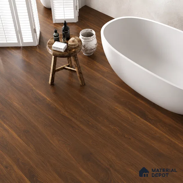 Dark Walnut Brown Matte Finish 4 ft x 7 inch - 5 mm SPC Flooring | SP 00129 | 15-Year Warranty Click-Lock DIY Installation | Suitable For Kitchen, Living Room & Bedroom
