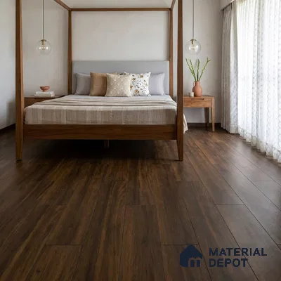 Dark Walnut Brown Matte Finish 4 ft x 7 inch - 5 mm SPC Flooring | SP 00129 | 15-Year Warranty Click-Lock DIY Installation | Suitable For Kitchen, Living Room & Bedroom