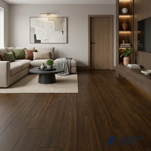 Dark Walnut Brown Matte Finish 4 ft x 7 inch - 5 mm SPC Flooring | SP 00129 | 15-Year Warranty Click-Lock DIY Installation | Suitable For Kitchen, Living Room & Bedroom
