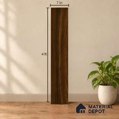 Dark Walnut Brown Matte Finish 4 ft x 7 inch - 5 mm SPC Flooring | SP 00129 | 15-Year Warranty Click-Lock DIY Installation | Suitable For Kitchen, Living Room & Bedroom